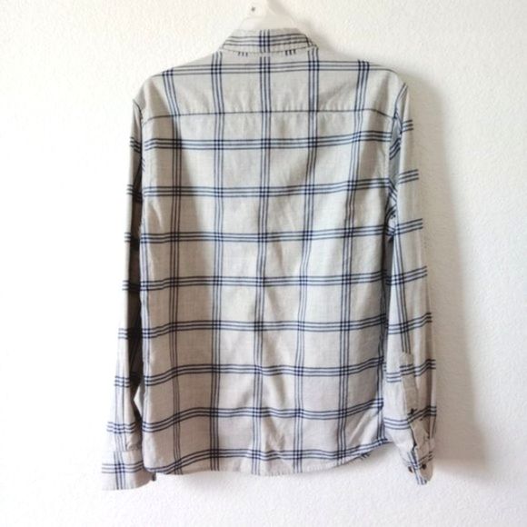 Banana Republic Men's Untucked Flannel Plaid Button Down Shirt Grey size Small - Picture 4 of 12